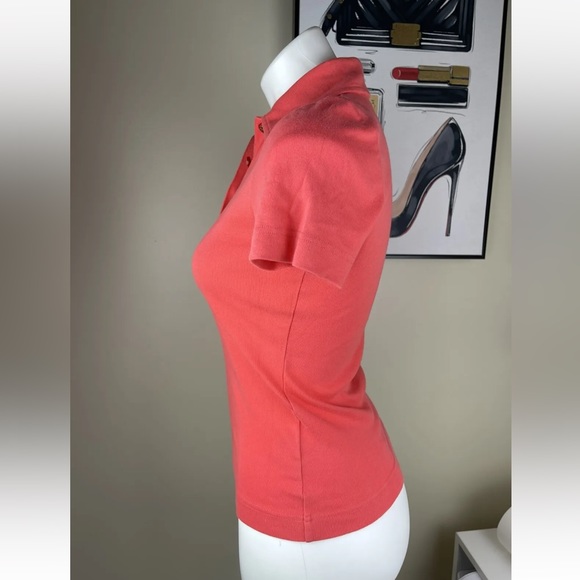 Tory Burch women collar button up T Shirt Top size XS Coral Color - Picture 5 of 8